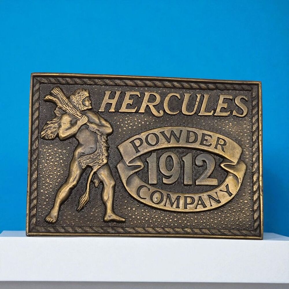 Nice Hercules Gun-Dynamite Powder Munitions Company 1980 Brass Belt Buckle Gift